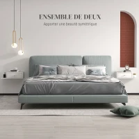 HOMCOM Lot de 2 tables de chevet murales - lot de 2 tables de nuit - étagère latérale et tiroir - 55l x 30P x 15H cm MDF blanc(m-4)