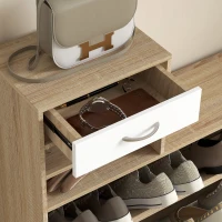 HOMCOM Eingangsmöbel Set mit Garderobenpaneel, Spiegel und Schuhschrank - 6 Haken und verstellbares Regal(m-4)