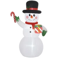 Outsunny Bonhomme de neige gonflable de Noël de 180 cm avec lumières LED, matériel fixation et souffleur, intérieur et extérieur(m-1)