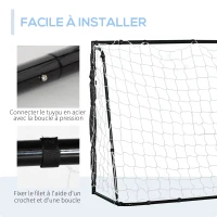 HOMCOM But de football cage de foot châssis métal filet PE piquets & outil inclus dim. 186L x 62l x 123H cm noir blanc(m-4)
