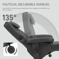 HOMCOM Fauteuil massant avec repose-pied, dossier inclinable jusqu'à 135°, coffre de rangement, télécommande(m-5)