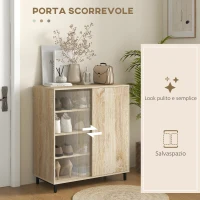 HOMCOM Scarpiera a 4 Livelli in Truciolato e Acciaio con Ripiani Regolabili, max 12 Paia, 80x40x93 cm, Color Legno(m-7)