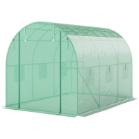 Outsunny Polytunnel Gewächshaus mit Kunststoff-Abdeckung und Stahlrahmen, begehbares Gewächshauszelt mit Rolltüren, Grün