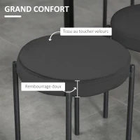 HOMCOM Lot de 4 chaises de salle à manger chaises de cuisine sans dossier siège rembourré pieds métal 41,5 x 41,5 x 46 cm noir(m-5)