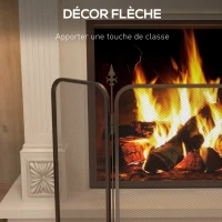 HOMCOM Pare feu cheminée pliable 3 panneaux, pare-étincelles cheminée, grille de protection cheminée en maille de métal noir(m-6)