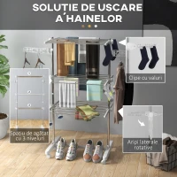 Homcom Suport de Uscat Rufe – Inox, 3 Etaje Reglabile Premium(m-5)