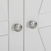 HOMCOM Meuble de salle de bain, meuble de rangement, avec deux armoires à double porte en verre trempé, 60 x 30 x 160 cm, blanc(m-9)