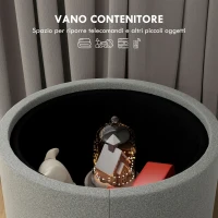 HOMCOM Pouf Contenitore Effetto Lino da 120 kg max con Vassoio a Ribalta, in MDF, 56x56x42 cm, Grigio(m-5)
