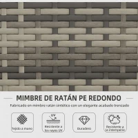 Outsunny Juego de 4 Piezas Muebles de Jardín con 2 Sillones 1 Sofá de 2 Plazas y 1 Mesa de Centro de Tablero de Vidrio Gris(m-4)