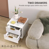 HOMCOM Elegant Two-Drawer Bedside Table - White(m-5)