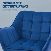 HOMCOM Polstersessel, Akzentsessel, Skandi Design, Samtoptik, bis 120 kg, Kautschukholzbeine, Blau(m-5)