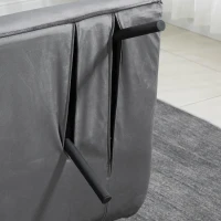 HOMCOM Schlafsofa 2er-Sofa Samtsofa, Schlaffunktion, inkl. 2 Kissen, Samtoptik, Natur + Dunkelgrau + Schwarz(m-9)