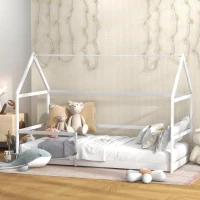 AIYAPLAY Lit cabane enfants 90x190 cm lit enfants lit maison enfant avec protection antichute, sommier à lattes et toit inclus(m-11)