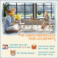 AIYAPLAY Ensemble 1 table et 2 chaise 3 pièces pour enfants avec plateau réversible espace de rangement bois naturel(m-5)