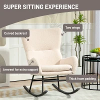 HOMCOM Rocking Chair, Rocking Chair with 10 cm Thick Seat, Curved Steel Legs, Beige and Black(m-5)