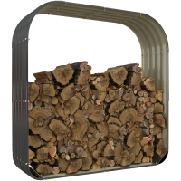 Outsunny Abri bûches de stockage pour bois de chauffage en acier galvanisé ondulé - 145l x 43P x 145H cm(m-10)