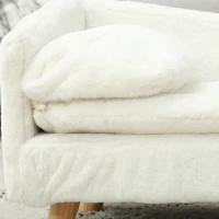 PawHut Canapé pour chien, lit pour chien chat, avec coussin oreiller, en peluche, 70l x 42,5P x 38,5H cm, crème(m-9)