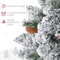 HOMCOM Couronne de Noël porte artificielle 60 CM avec pommes de pin et grappes de baies, lumières LED et minuterie vert(m-6)