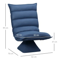 HOMCOM Lazy Swivel Floor Chair 360° with Adjustable Reclining Backrest Padded Design 62 x 70 x 95 cm Blue(m-3)
