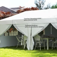 Outsunny Tonnelle de jardin exterieur tonnelle pliante 3 x 6 m avec 6 parois latérales, sac de transport inclus, blanc(m-7)