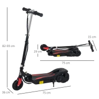 HOMCOM Trottinette électrique pliante pour enfant de 7+ans, 120W Vitesse max 12km/h, 75x36x82-93 cm Noir(m-3)