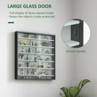 HOMCOM Six Shelf Display Cabinet, with Glass Doors - Black and White(m-5)
