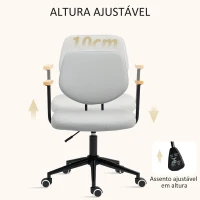 HOMCOM Cadeira de Escritório com Apoio para os Braços de Madeira e Altura Ajustável Cadeira Giratória 59x55x84-94 cm Cinza(m-5)