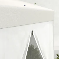 Outsunny Gartenpavillon, 6-eckig, Netzvorhänge, Metallgestell, 3,94x3,412x2,5m, Creme(m-9)
