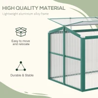 Outsunny Aluminium Polycarbonate Greenhouse Cold Frame Grow House, Openable Top for Flowers and Vegetables, 130x70x61cm(m-5)
