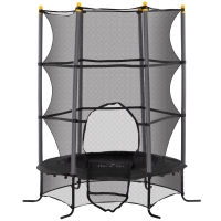 HOMCOM Trampoline Enfant Ø 1,63 × 1,9H m Filet de sécurité Porte zipée Couvre-Ressorts 6 poteaux rembourrés Inclus Noir