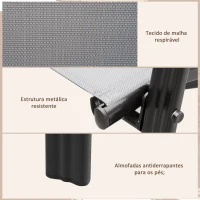 Outsunny Conjunto de 4 Cadeiras de Jardim Empilháveis Cadeiras de Refeição de Exterior com Tecido Respirável 54x75,5x95 cm Cinza(m-6)
