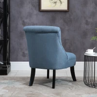 HOMCOM Sessel Wohnzimmer Relaxsessel Loungesessel Ruhesessel mit Rückenkissen, Holzbeine, Lesesessel mit Leinenoptik, Polstersessel für Schlafzimmer, Blau(m-7)