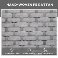 Outsunny 3 Pieces Rattan Sun Lounger Set with Aluminium Frame, 5-Position Adjustable Reclining Garden Chairs and Glass Top Table, Wicker Garden Furniture Daybed with Cushions for Patio, Grey(m-4)