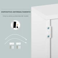 HOMCOM Mobiletto 2 Cassetti e 2 Ante, Apertura a Pressione, Mobile con 2 Cassetti e 2 Ante per Casa e Ufficio, 79x36x74cm, Grigio Chiaro e Bianco(m-7)