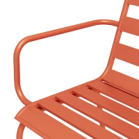 Outsunny Gartenmöbel Set Garten-Dining-Set 7-teilig mit 1 Tisch und 6 stapelbaren Stühlen aus Stahl in Rot(m-4)