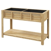 Outsunny Hochbeet auf Beinen mit herausnehmbarem Trenner, Regal, Bewässerungseinsätzen, Drainagefilz 115L x 46B x 75H cm
