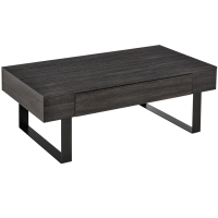 HOMCOM Table Basse Table d'Appoint Table de Salon avec Tiroir Étagères Cadre en Acier Stable Facile à Monter Moderne Bois Aggloméré Métal Gris Foncé 110x60x40 cm