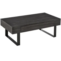 HOMCOM Table Basse Table d'Appoint Table de Salon avec Tiroir Étagères Cadre en Acier Stable Facile à Monter Moderne Bois Aggloméré Métal Gris Foncé 110x60x40 cm(m-1)
