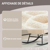HOMCOM Fauteuil à bascule, chaise à bascule, avec assise de 10 cm d'épaisseur, pieds incurvés en acier, beige et noir(m-6)