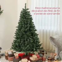 HOMCOM Sapin de Noël Artificiel Arbre de Noël 180 cm avec 1 000 branches, ouverture automatique, base en acier, vert(m-4)