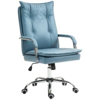HOMCOM Chaise de bureau fauteuil de bureau hauteur réglable, dossier haut inclinable, accoudoirs et roulettes, bleu(m-1)