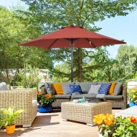 Outsunny 2m Garden Parasol Umbrella, Outdoor Sun Shade with 6 Sturdy Ribs for Balcony, Bench, Garden, Wine Red(m-11)