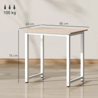 HOMCOM Computer Desk, Writing Table, 80 x 60 x 76cm Workstation for Home Office, Study with Metal Frame, Simple Assembly, White(m-3)