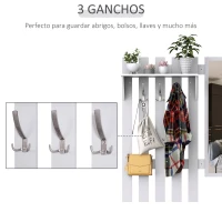 HOMCOM Conjunto de Recibidor de Entrada con Espejo Perchero Zapatero 3 Ganchos Estante y 2 Cajones para Pasillo Blanco(m-5)