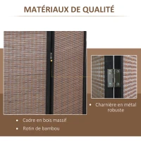 HOMCOM Paravent en bois séparateur de pièce closion de séparation pliable 4 panneaux 180 x 180 cm marron(m-5)