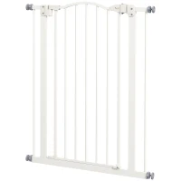 PawHut Pressure Fit Dog Stair Gate No Drilling Safety Gate Auto Close for Doorways, Hallways, 74-80cm Adjustable, 94cm Tall, White(m-11)