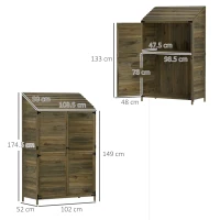 Outsunny 103.5 x 59 cm Wooden Garden Shed - Brown(m-3)