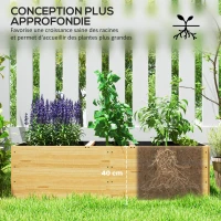 Outsunny Jardinière extérieur, carré potager en bois, 3 compartiments de plantation et doublure inclus, 140x60x40cm, naturel(m-5)