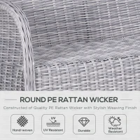 Outsunny Garden PE Rattan Dining Sofa Set, Outdoor 4 Seater Wicker Furniture, High Back Chairs with Cushions, Tempered Glass Coffee Table for Patio, Mixed Grey(m-4)