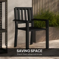 Outsunny 3 Piece Patio Bistro Set with Plastic Top, 2 Stackable Chairs, Galvanised Steel Frame, Grey(m-4)